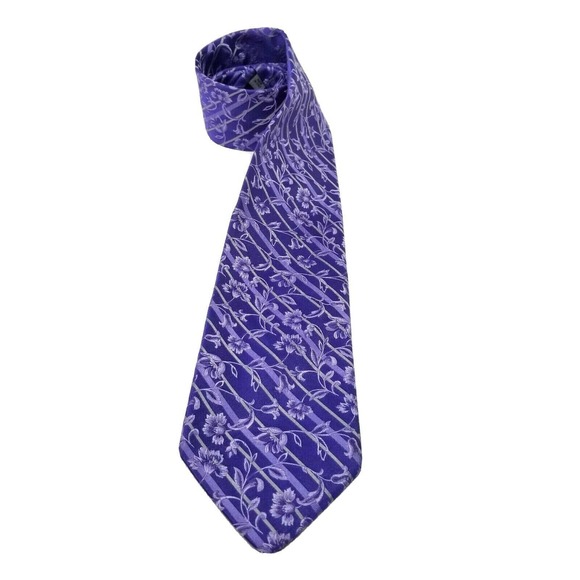 VALENTINO Purple Floral Italy Silk